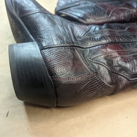 Tony Lama boots men's size 7.5D Exotic Genuine Black Cherry Teju Lizard Classic - Picture 8 of 12
